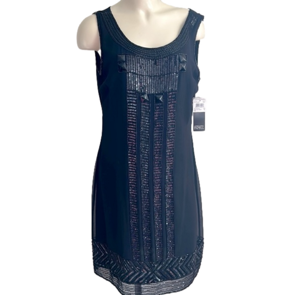 ADRIANNA PAPELL EVENING abraded sleeveless dress SZ 10 NWT